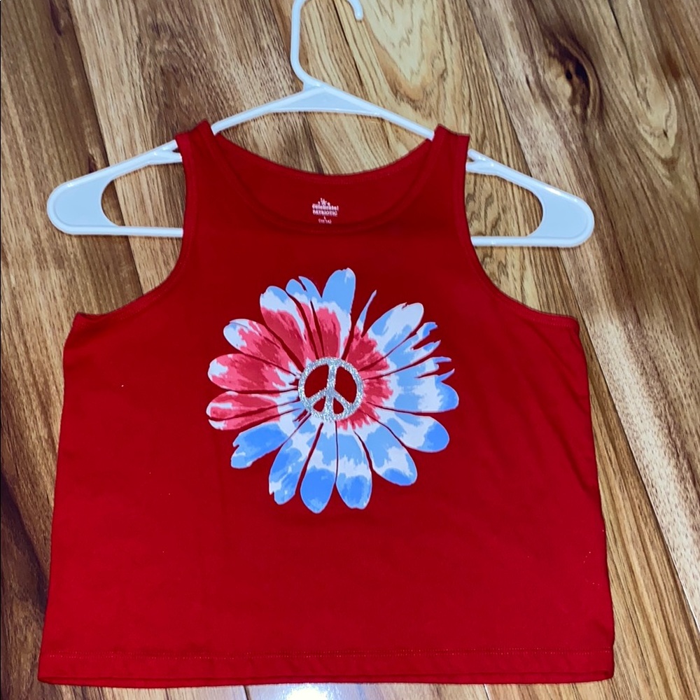 Red Peace Flower Kids Tank Top